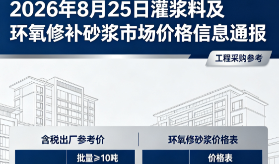 呼图壁2026年8月25日灌浆料及环氧修补砂浆市场价格信息通报